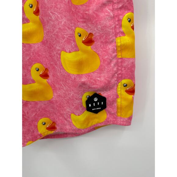 Neff Men’s Pink Ducky Life Graphic Swim Trunks Shorts  Men’s Size Large EUC - Picture 3 of 9